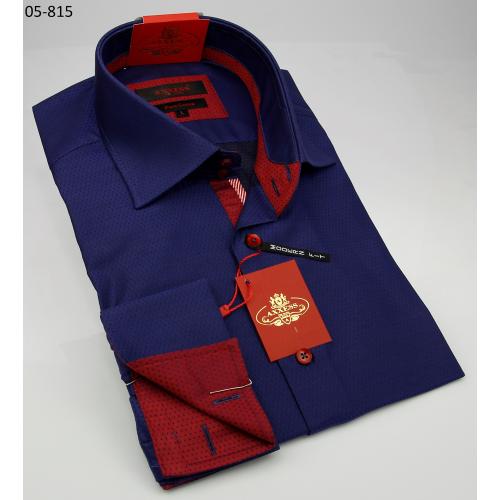 Axxess Navy Blue Cotton Modern Fit Dress Shirt 05-815